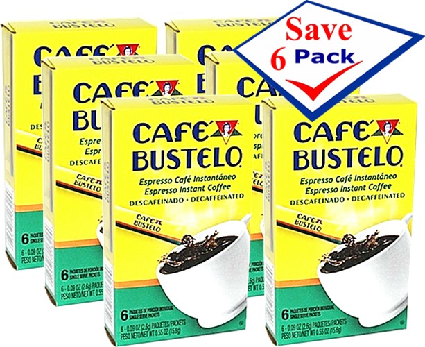 Bustelo Decaf Instant Coffee. 6 individual packets Pack of 6
